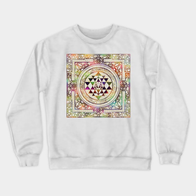 Colorful Sri Yantra  / Sri Chakra Crewneck Sweatshirt by Nartissima